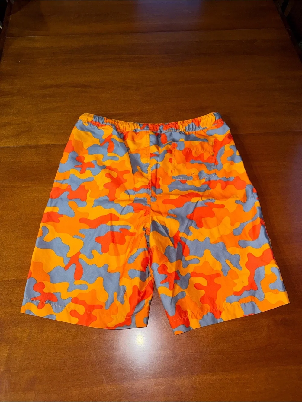 Lands’ End Boys XXL 18-20 Orange Camo Swim Trunks Board Shorts